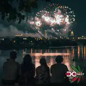 People watching fireworks in Washington DC