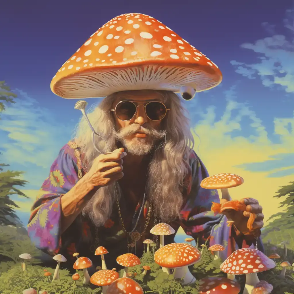 Hippy with Mushrooms